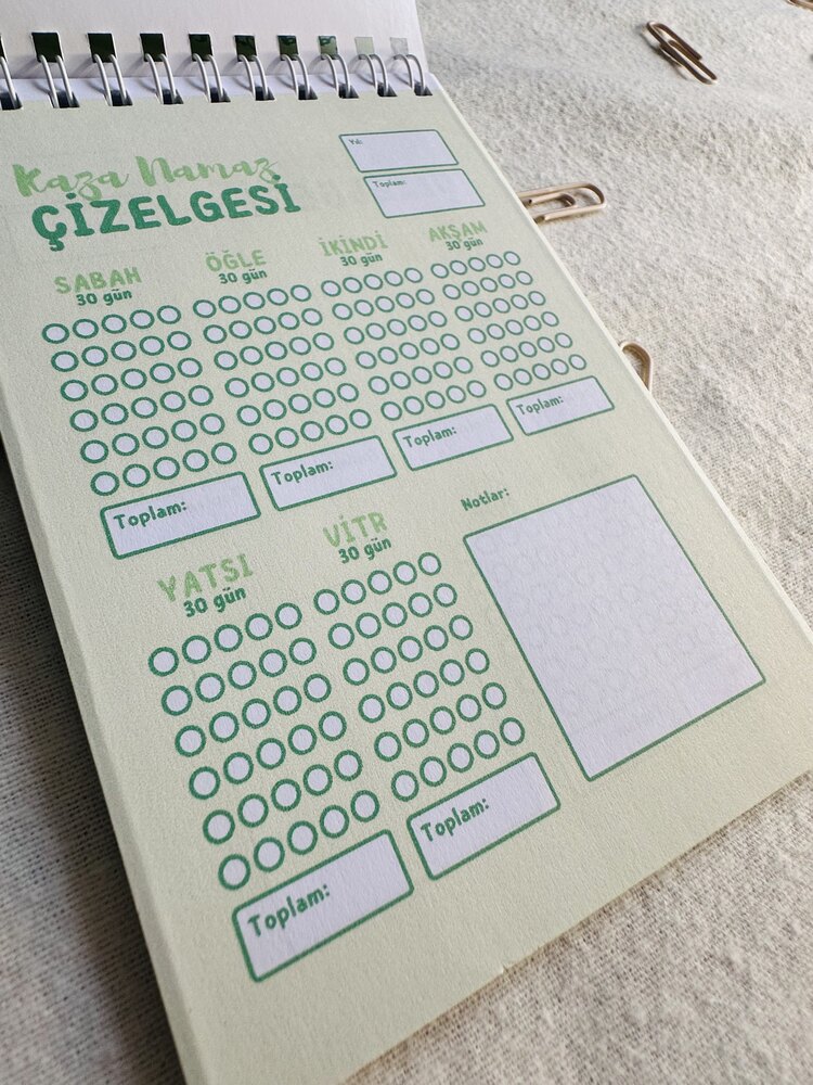 5 yıllık Oruç ve Kaza Namazı Defteri