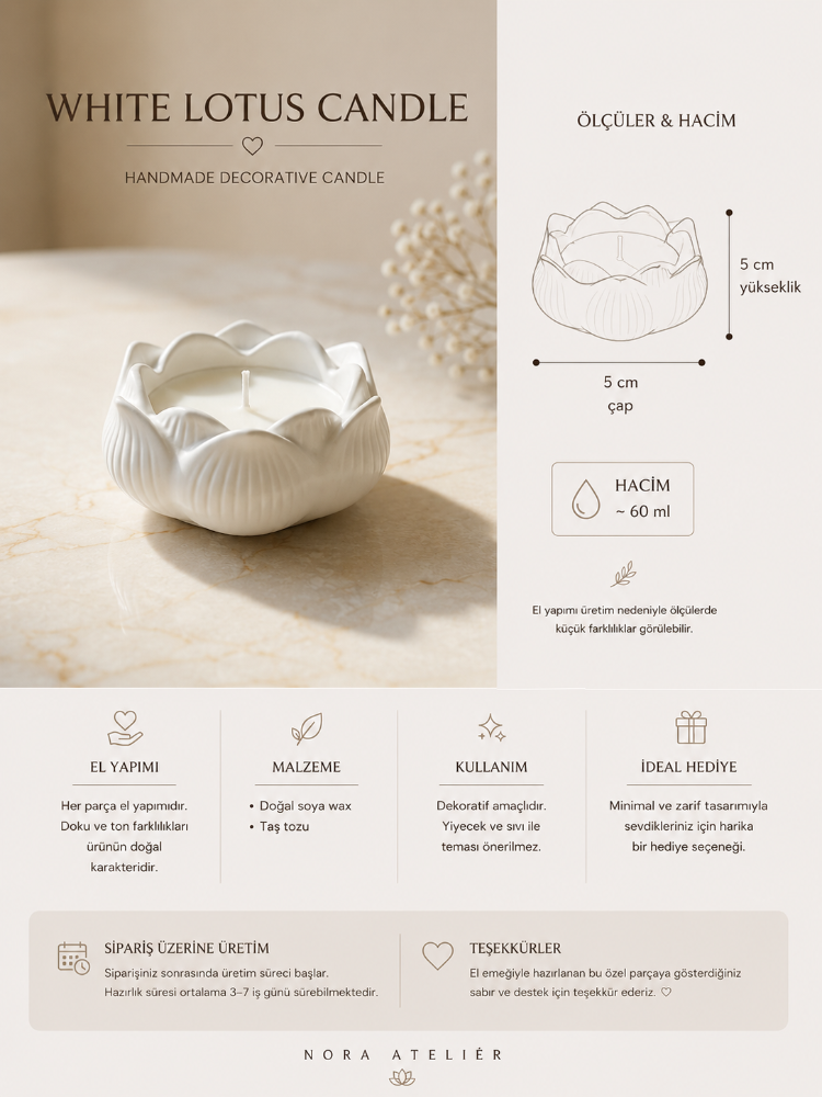 White Lotus Candle | Handmade Decorative Candle