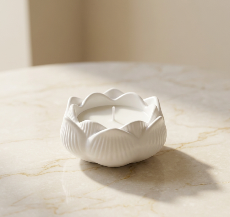 White Lotus Candle | Handmade Decorative Candle
