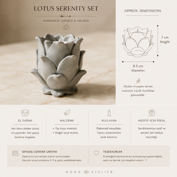 Lotus Serenity Set | Handmade Candle & Holder