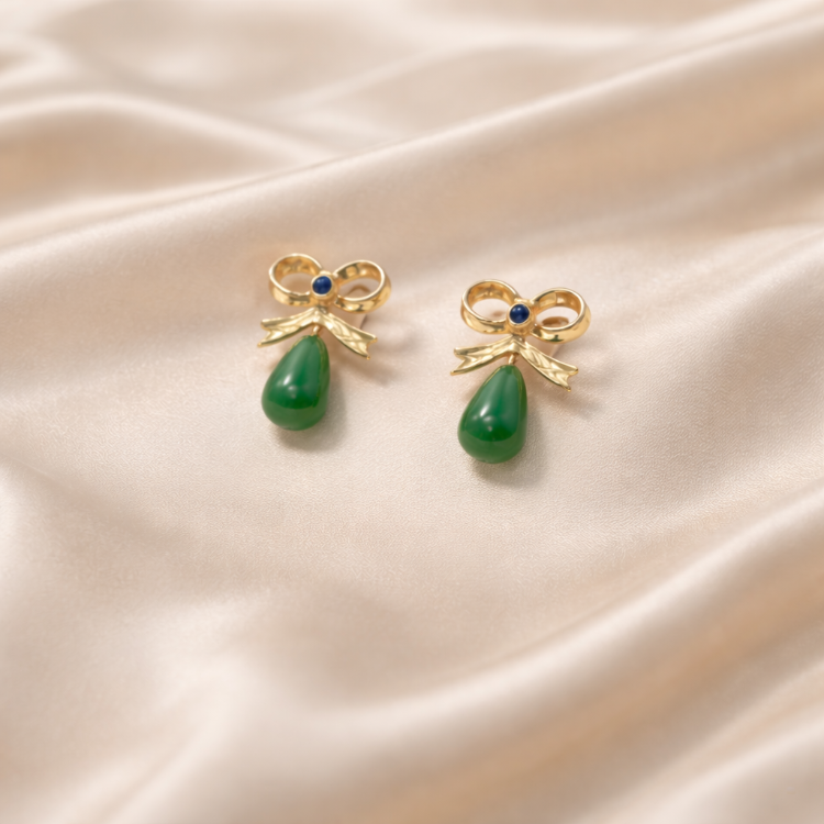 Verde Ribbon Jade Earrings