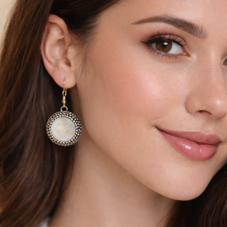 Luna Halo Mother of Pearl Earrings