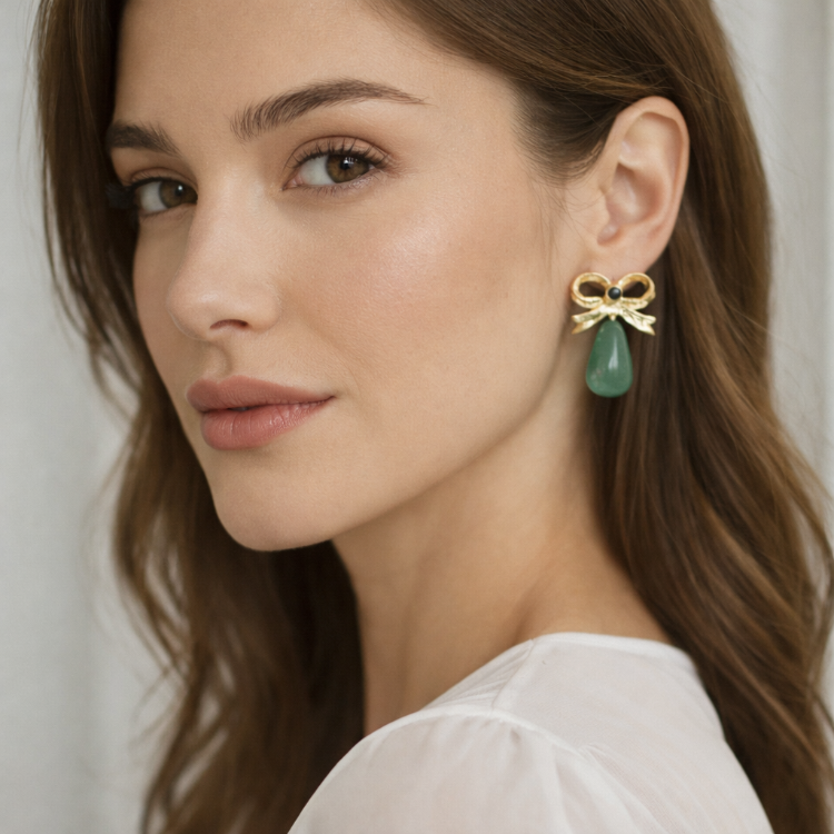 Verde Ribbon Jade Earrings