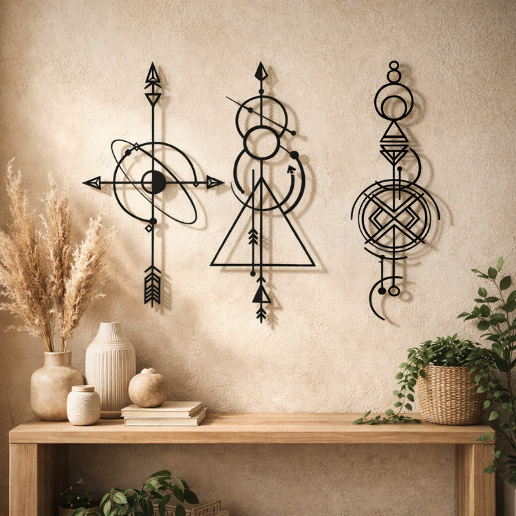 FJORD FJD503 Metal Duvar Dekoru – 3’lü Set (70x35 cm)