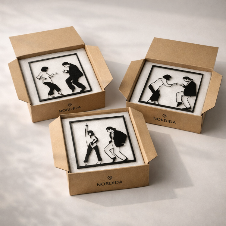 NORDIDA ANIMA ANM305 – Modern Dans 3’lü Metal Duvar Tablosu | 50x50 cm Set