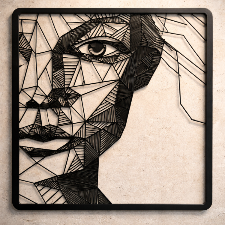 NORDIDA Geometrik Kadın Yüz Metal Duvar Tablosu – Anima Collection | ANM303