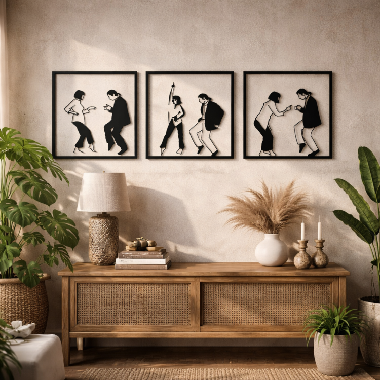 NORDIDA ANIMA ANM305 – Modern Dans 3’lü Metal Duvar Tablosu | 50x50 cm Set