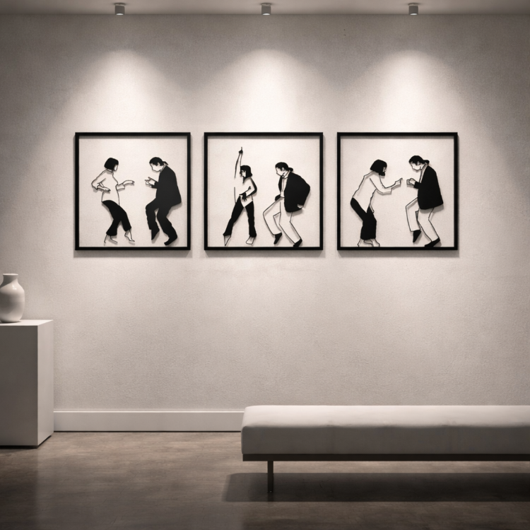 NORDIDA ANIMA ANM305 – Modern Dans 3’lü Metal Duvar Tablosu | 50x50 cm Set