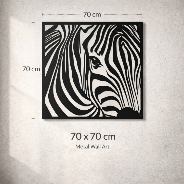 NORDIDA Zebra Metal Duvar Tablosu 70x70 cm – WILDNORTH Collection | WDN603