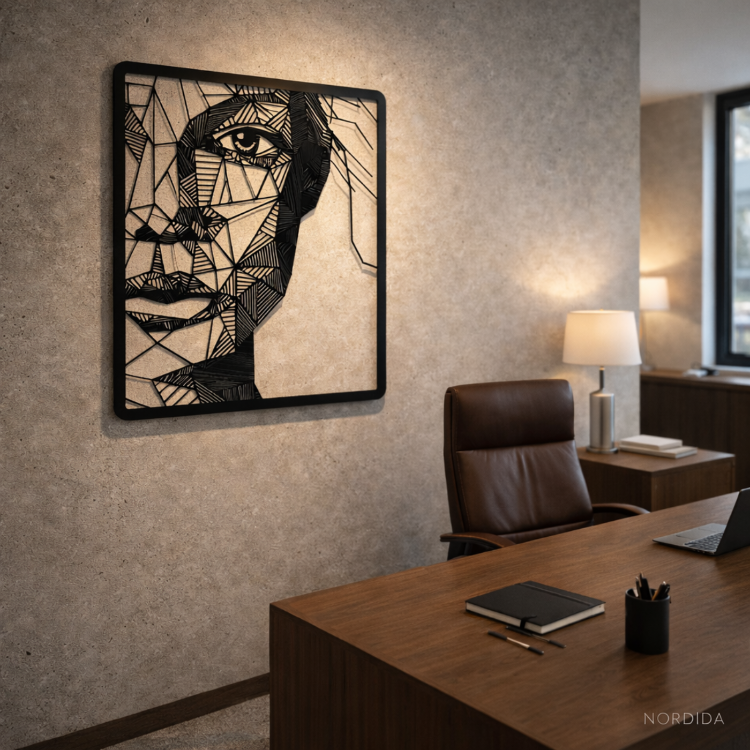 NORDIDA Geometrik Kadın Yüz Metal Duvar Tablosu – Anima Collection | ANM303