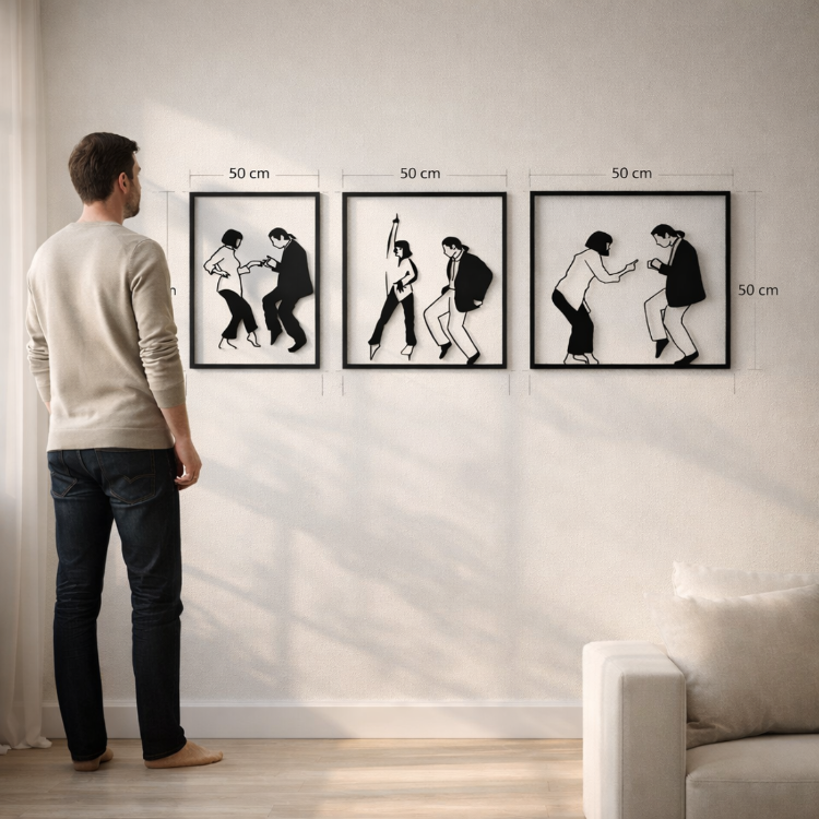 NORDIDA ANIMA ANM305 – Modern Dans 3’lü Metal Duvar Tablosu | 50x50 cm Set