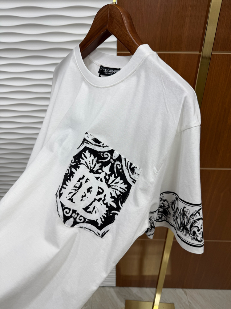 Dolce Gabbana Cep Detaylı İthal Beyaz Tişört
