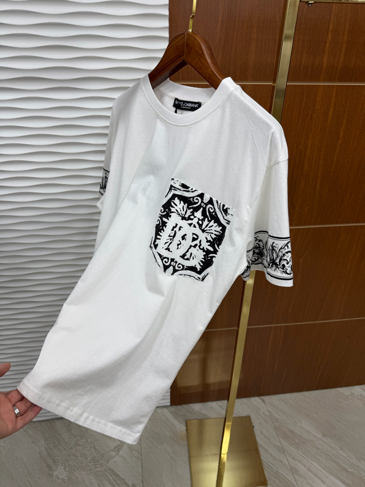 Dolce Gabbana Cep Detaylı İthal Beyaz Tişört