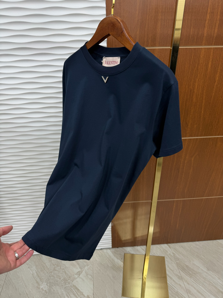 Valentino V Logo Lacivert İthal Tişört