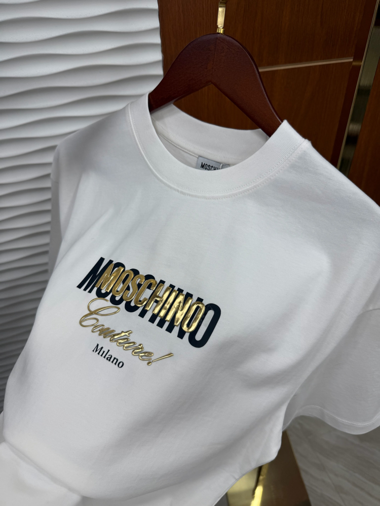 Moschino Gold Logo İthal Beyaz Tişört