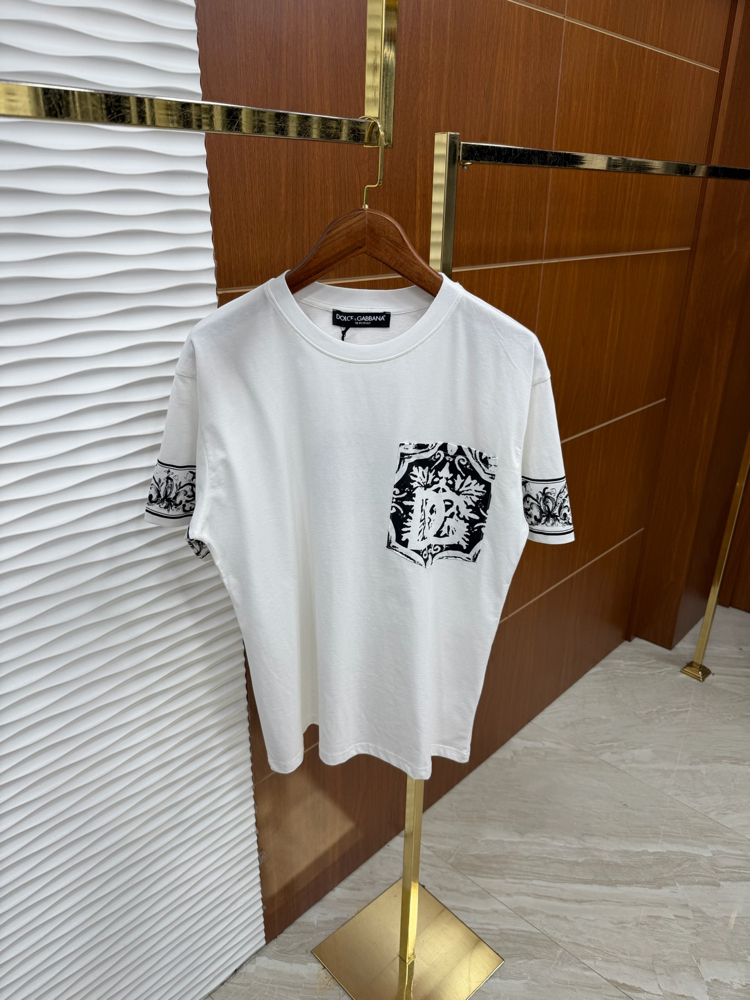 Dolce Gabbana Cep Detaylı İthal Beyaz Tişört