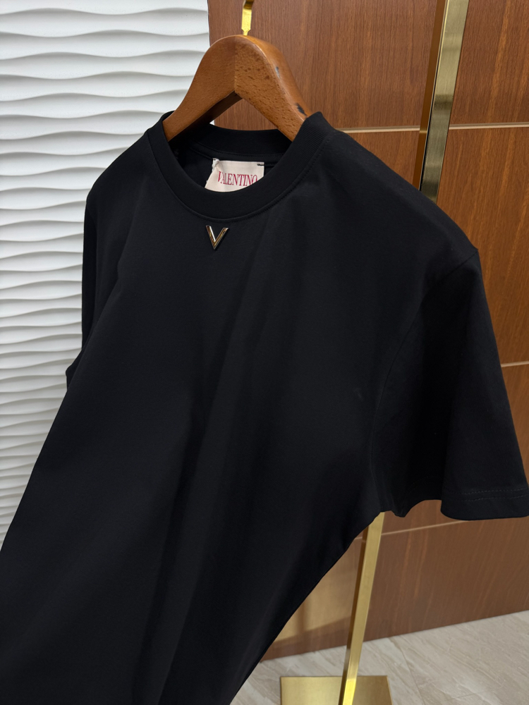 Valentino V Logo Siyah İthal Tişört