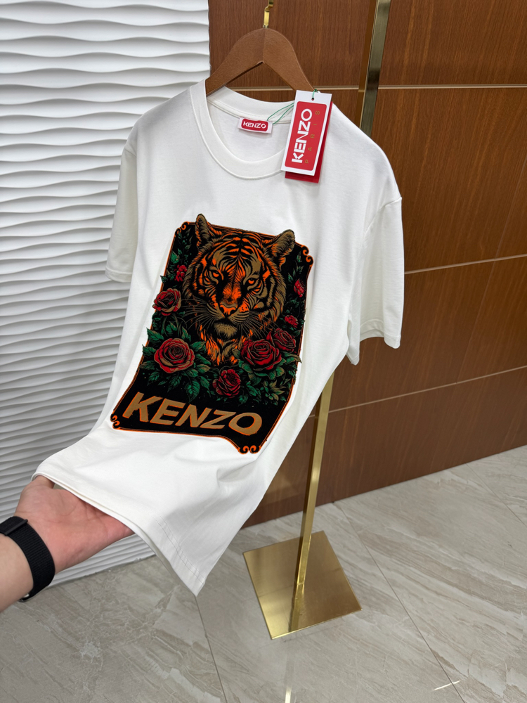 Kenzo Nubuk Baskılı İthal Beyaz Tişört