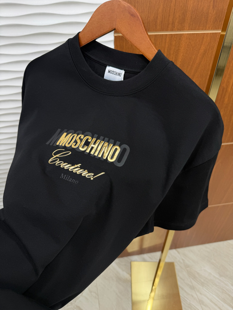 Moschino Gold Logo İthal Siyah Tişört