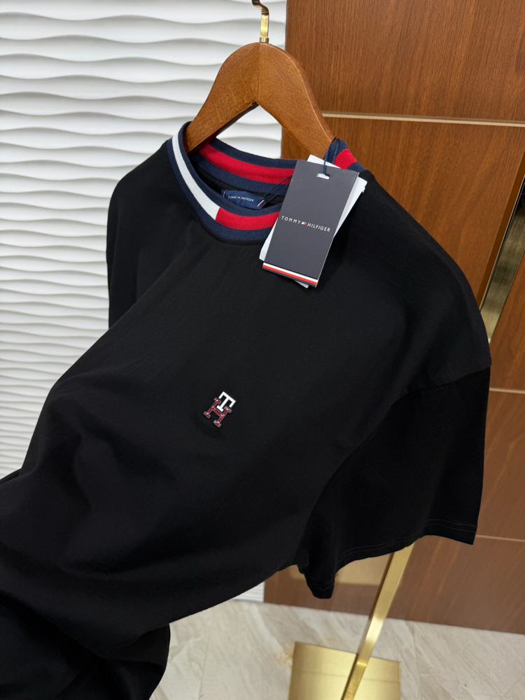 Tommy Plastik Baskı İthal Siyah Tişört