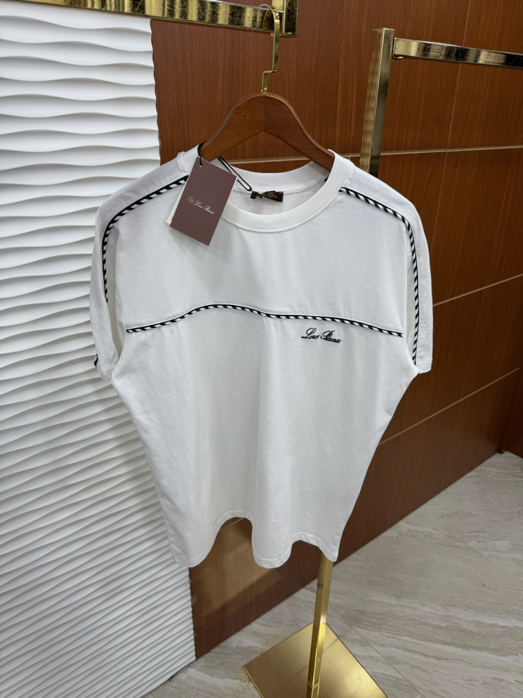 Loro Piana Çizgili İthal Beyaz Tişört