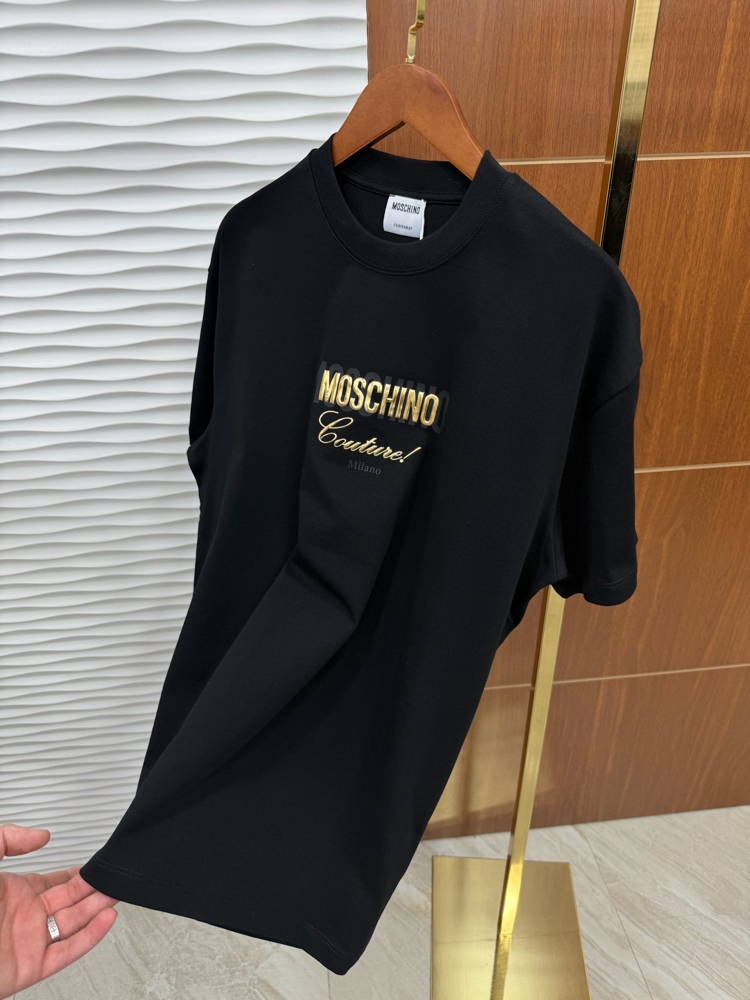 Moschino Gold Logo İthal Siyah Tişört