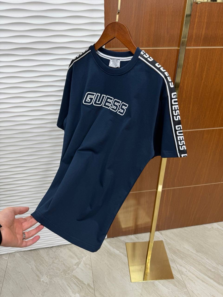 Guess Omuz Detaylı Lacivert İthal Tişört