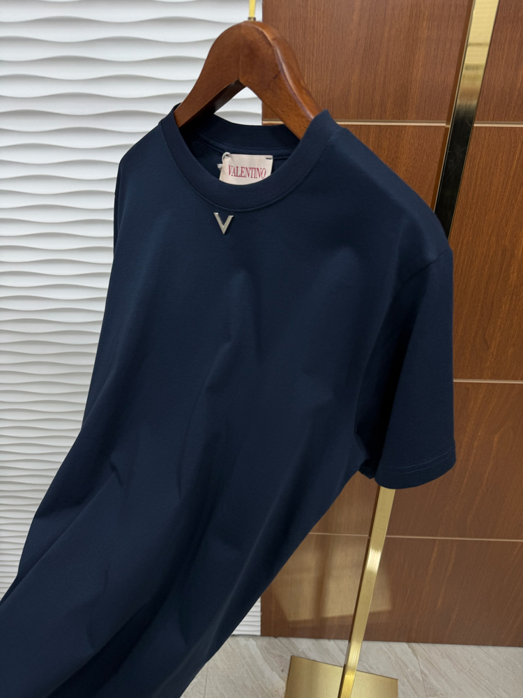 Valentino V Logo Lacivert İthal Tişört