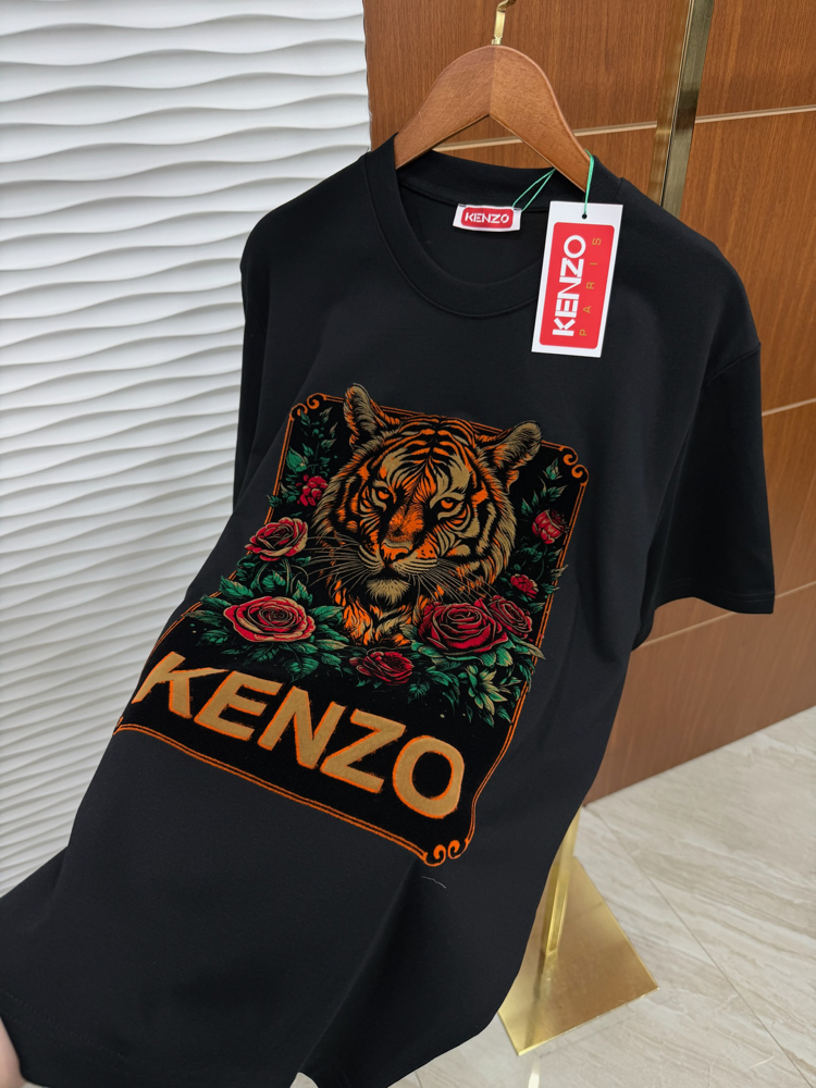 Kenzo Nubuk Baskılı İthal Siyah Tişört