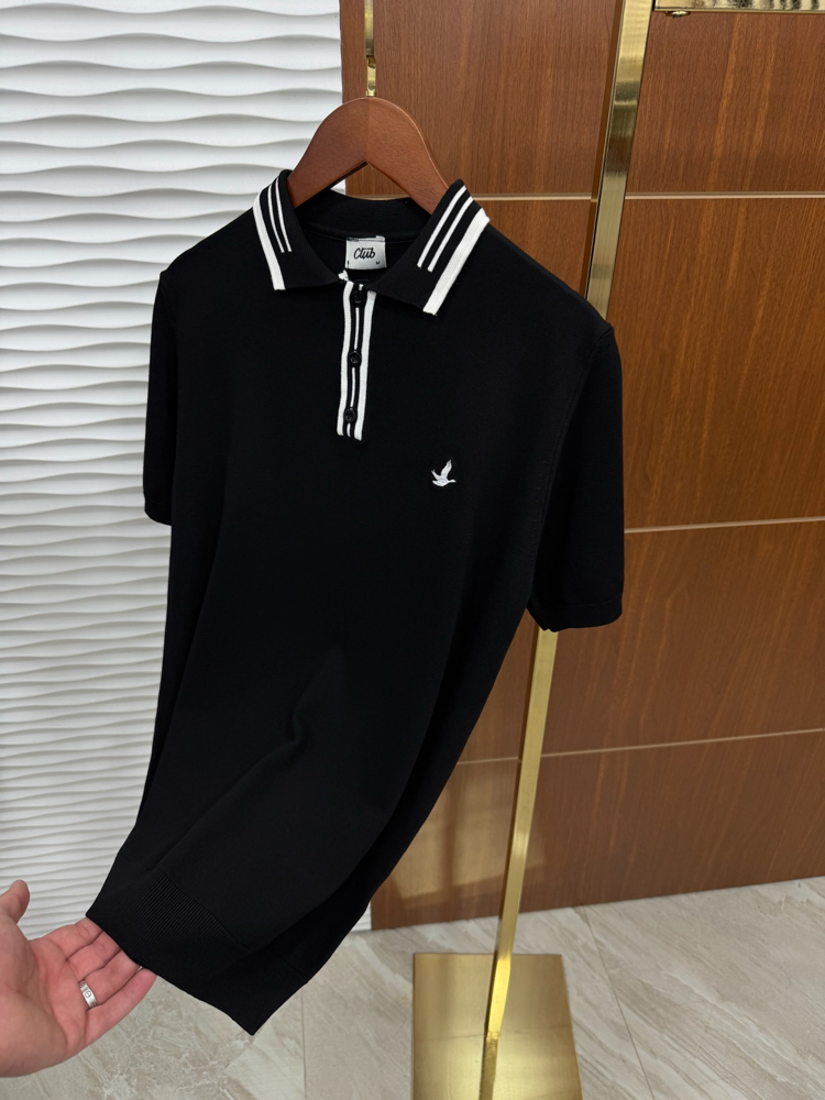 Beymen Club Yaka Çizgili Siyah İthal Triko