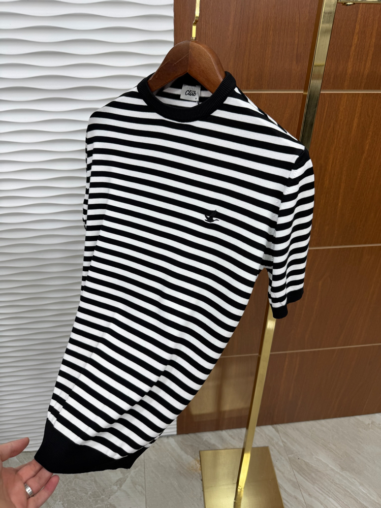 Beymen Club Çizgili Siyah Logo Tişört