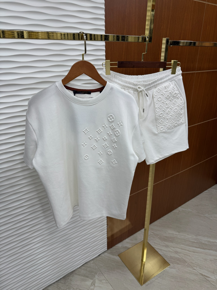 Louis Vuitton Beyaz İthal Şort Takımı