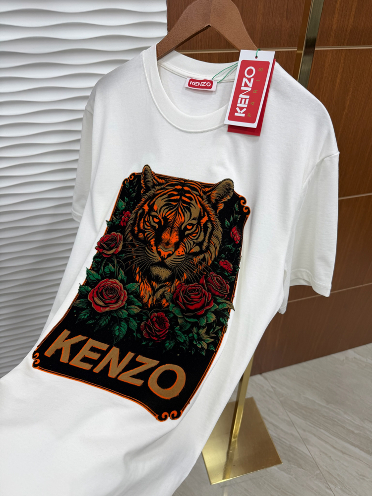 Kenzo Nubuk Baskılı İthal Beyaz Tişört