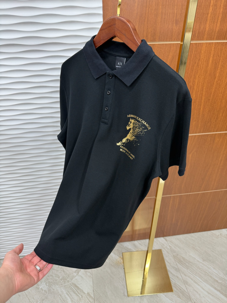 Armani Exchange Gold Logo İthal Siyah Tişört