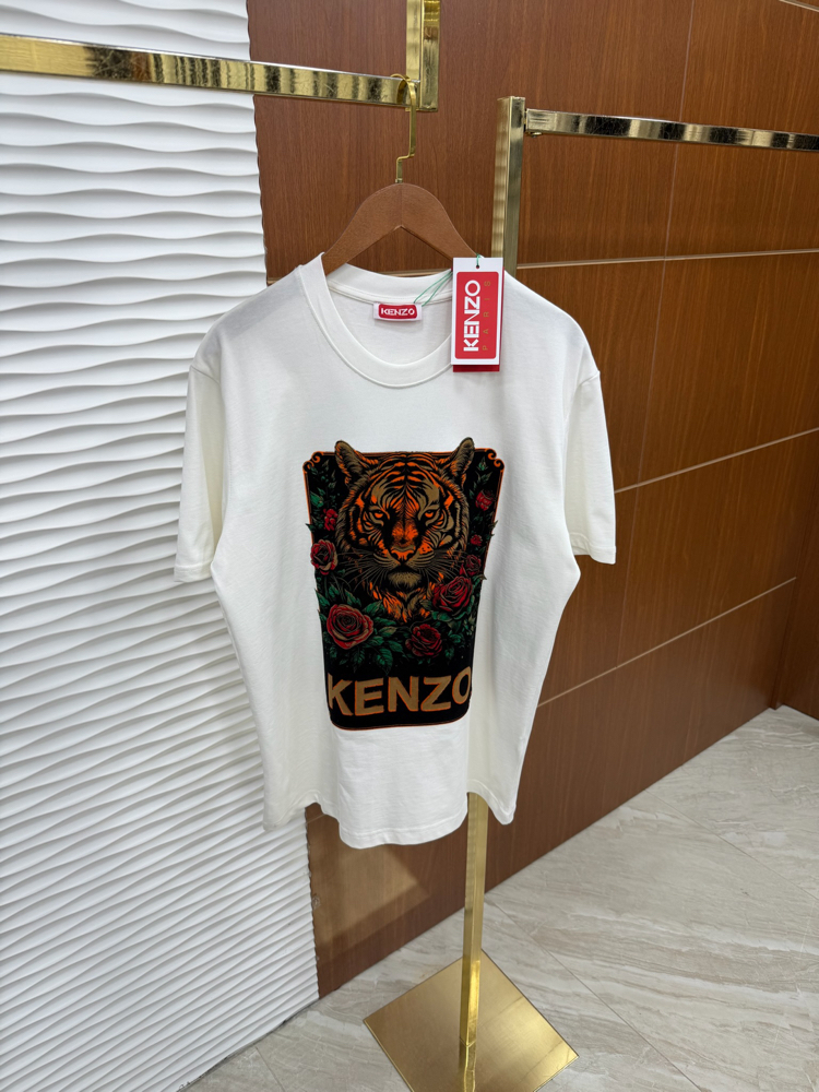 Kenzo Nubuk Baskılı İthal Beyaz Tişört