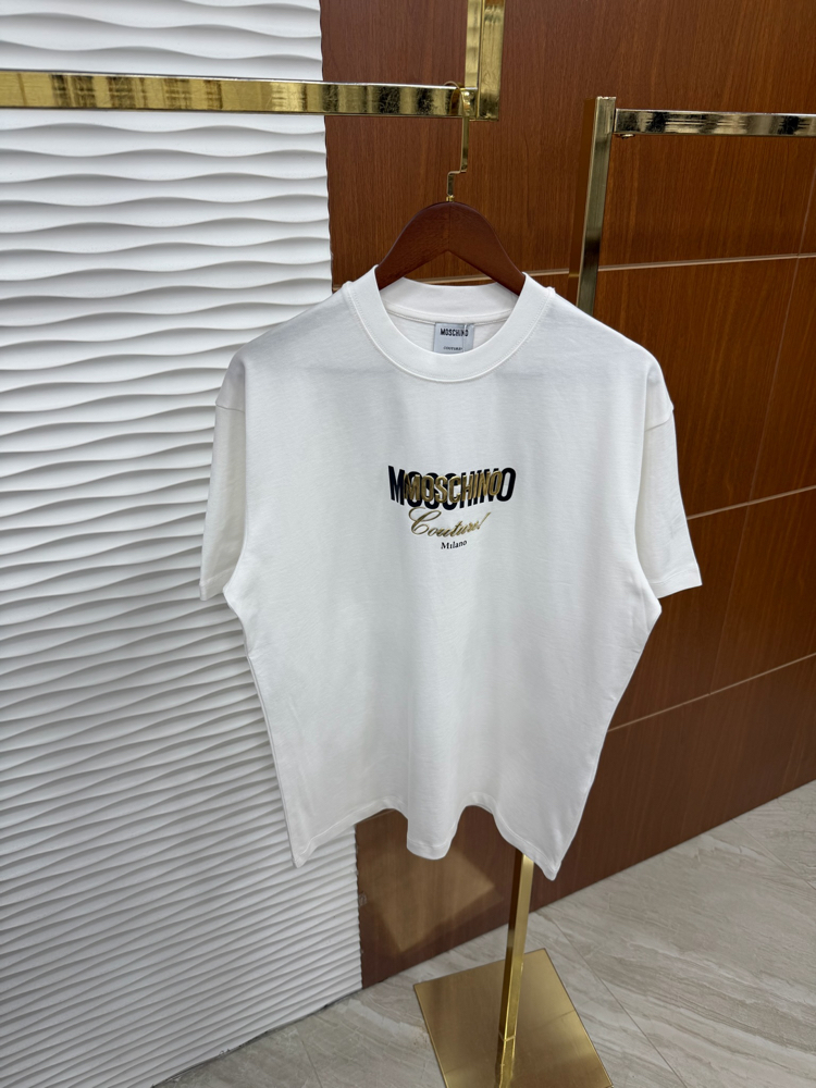 Moschino Gold Logo İthal Beyaz Tişört