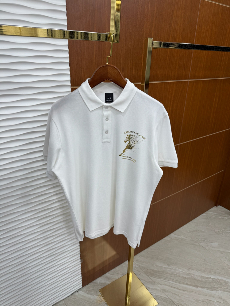 Armani Exchange Gold Logo Beyaz Polo Yaka