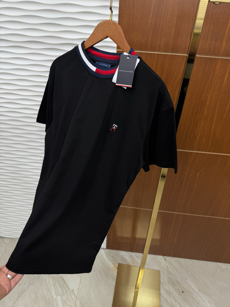 Tommy Plastik Baskı İthal Siyah Tişört