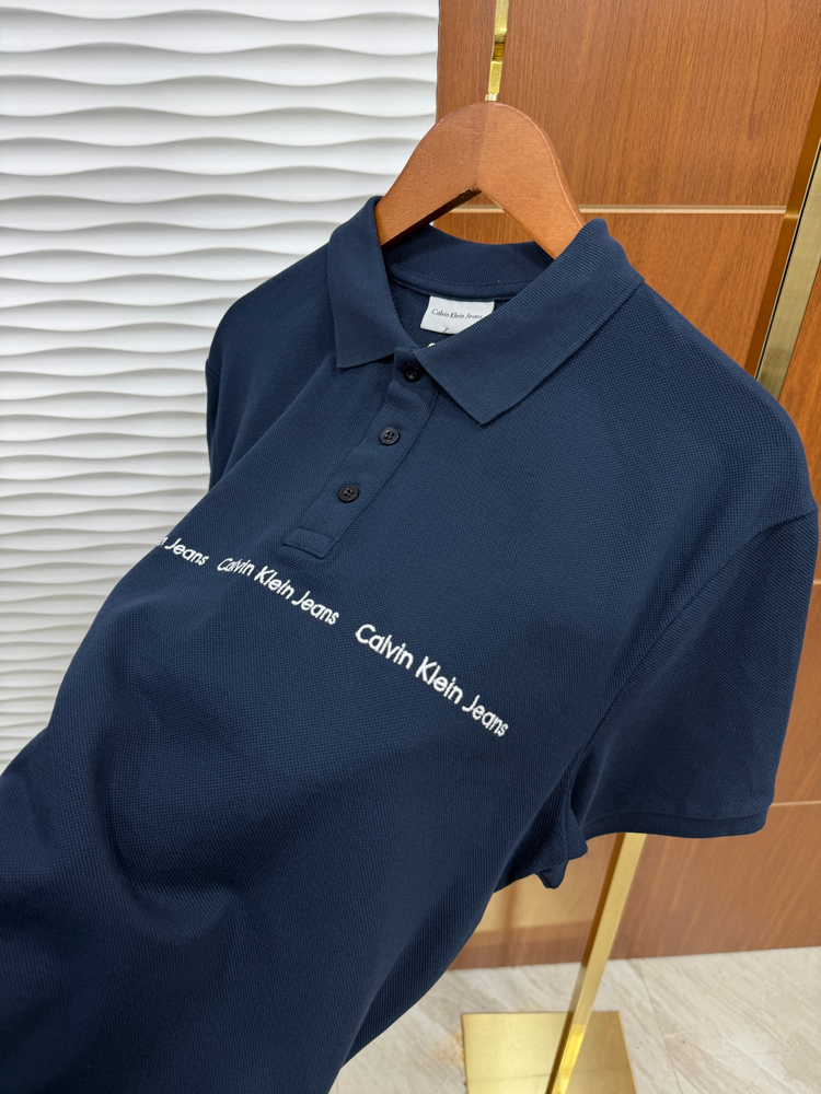 Calvin Klein Şeritli Lacivert Polo Yaka