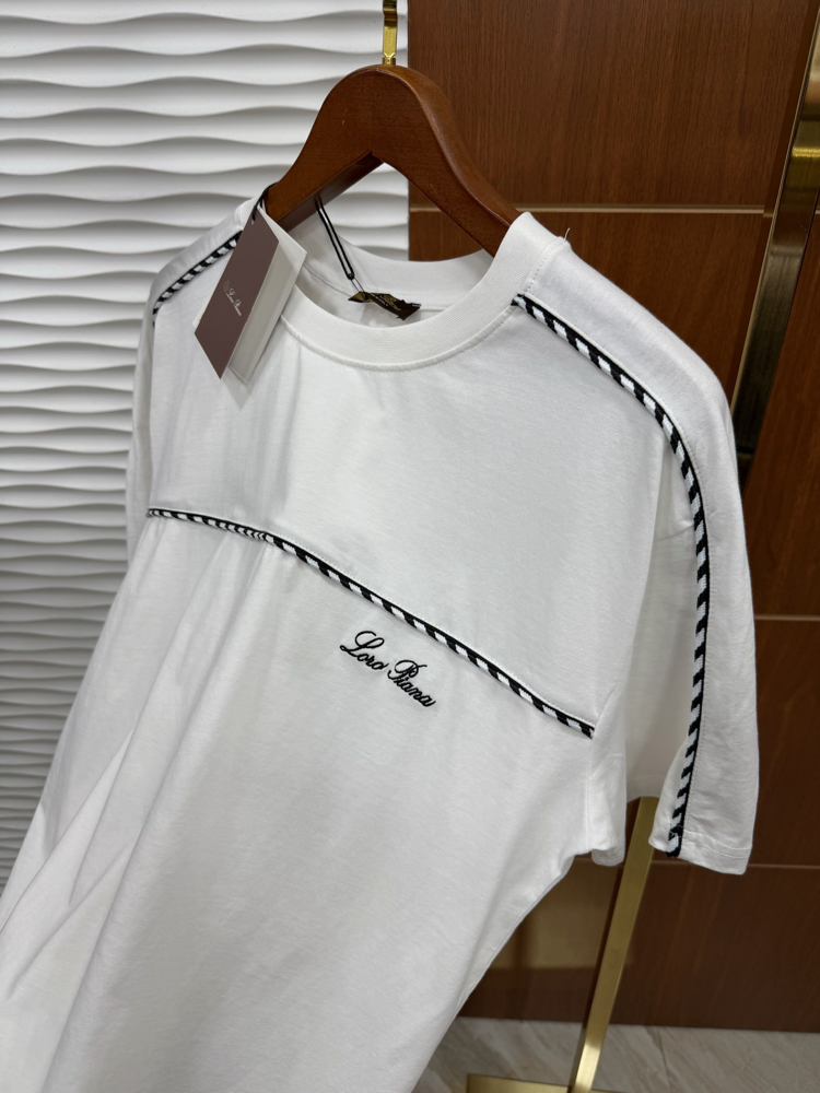Loro Piana Çizgili İthal Beyaz Tişört