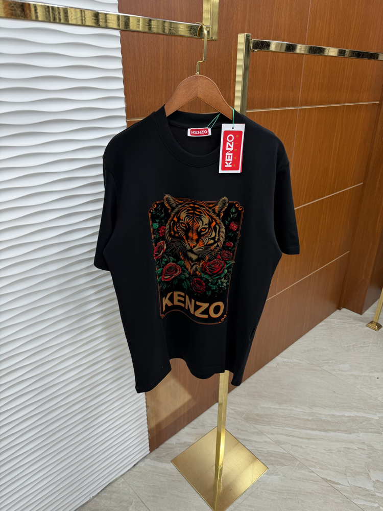 Kenzo Nubuk Baskılı İthal Siyah Tişört