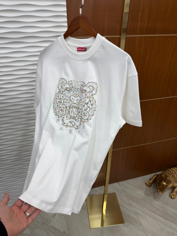 Kenzo Renkli Nakışlı İthal Beyaz Tişört