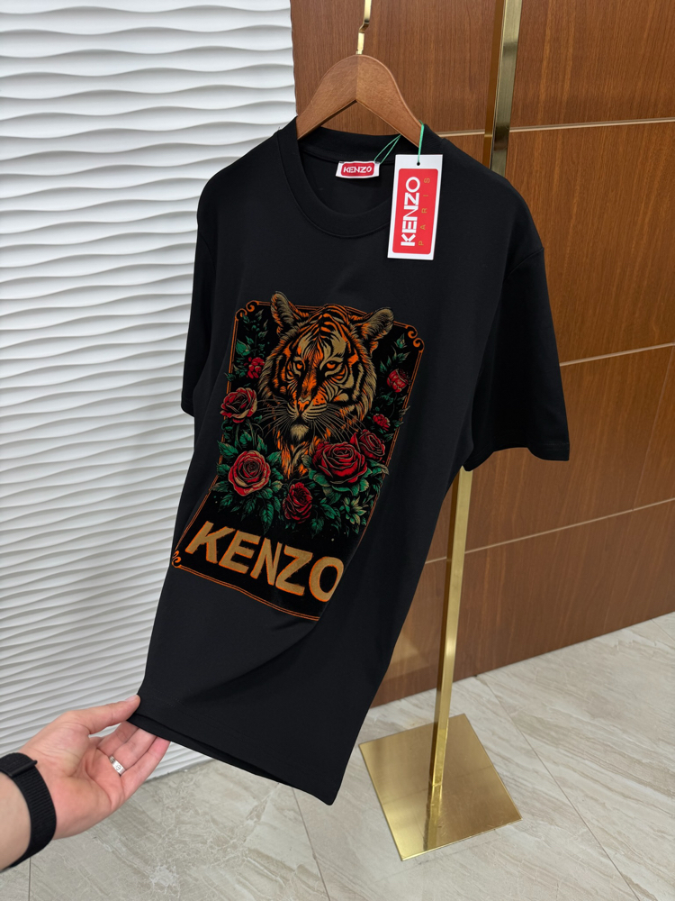 Kenzo Nubuk Baskılı İthal Siyah Tişört