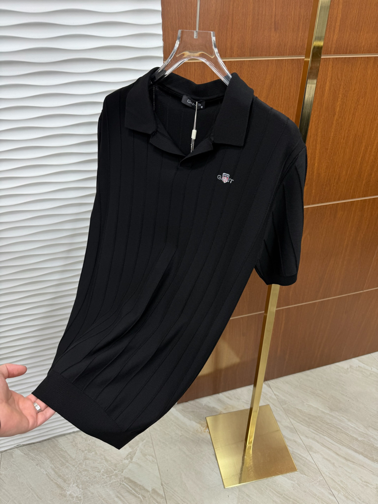 Gant Düz Çizgili Siyah Triko Polo Yaka