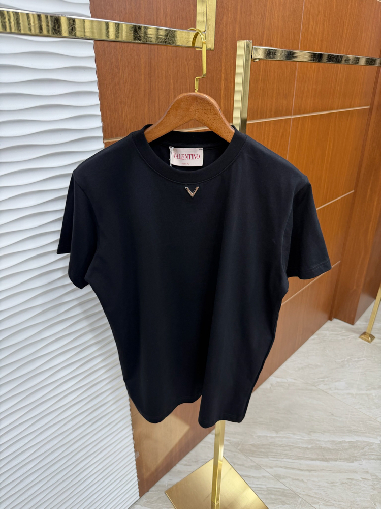 Valentino V Logo Siyah İthal Tişört