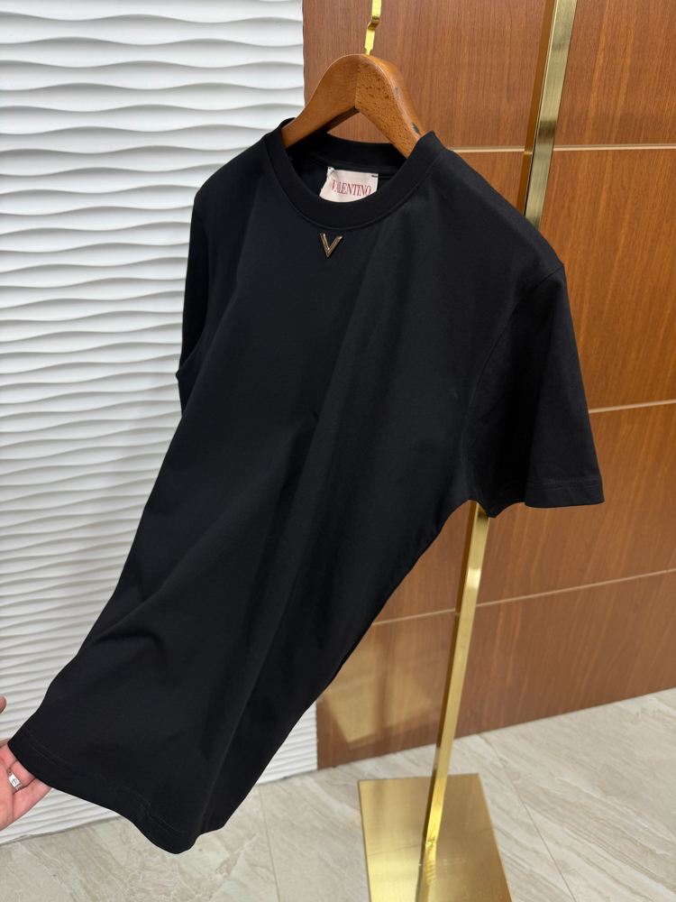 Valentino V Logo Siyah İthal Tişört