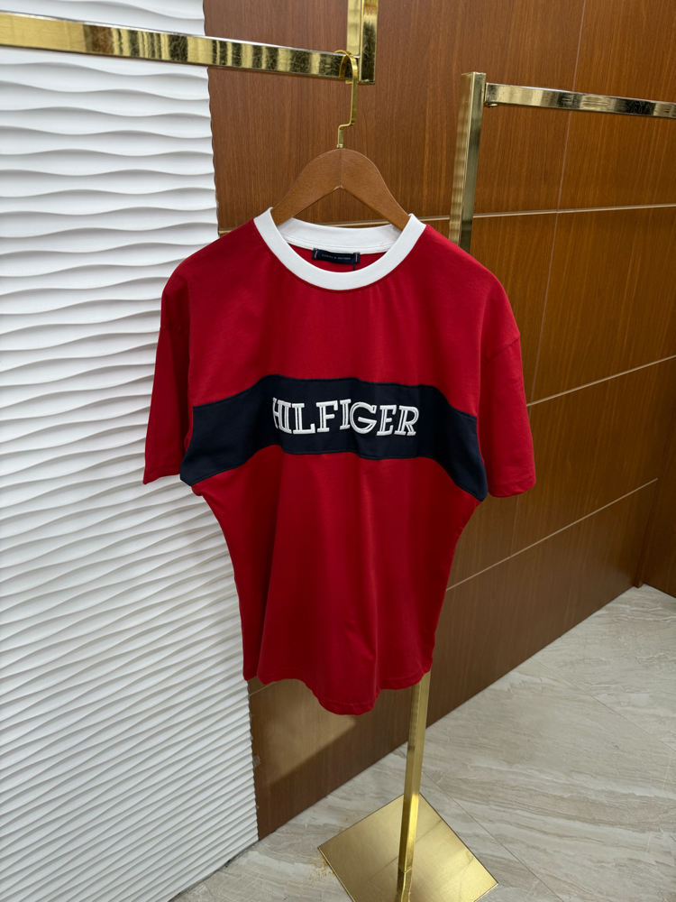 Tommy Göğüs Şeritli İthal Kırmızı Tişört