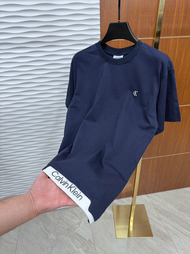 Calvin Klein Bel Baskılı 2 İthal Lacivert Tişört