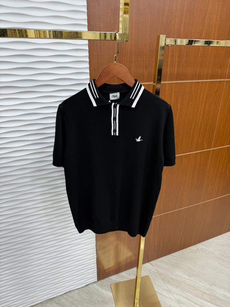 Beymen Club Yaka Çizgili Siyah İthal Triko