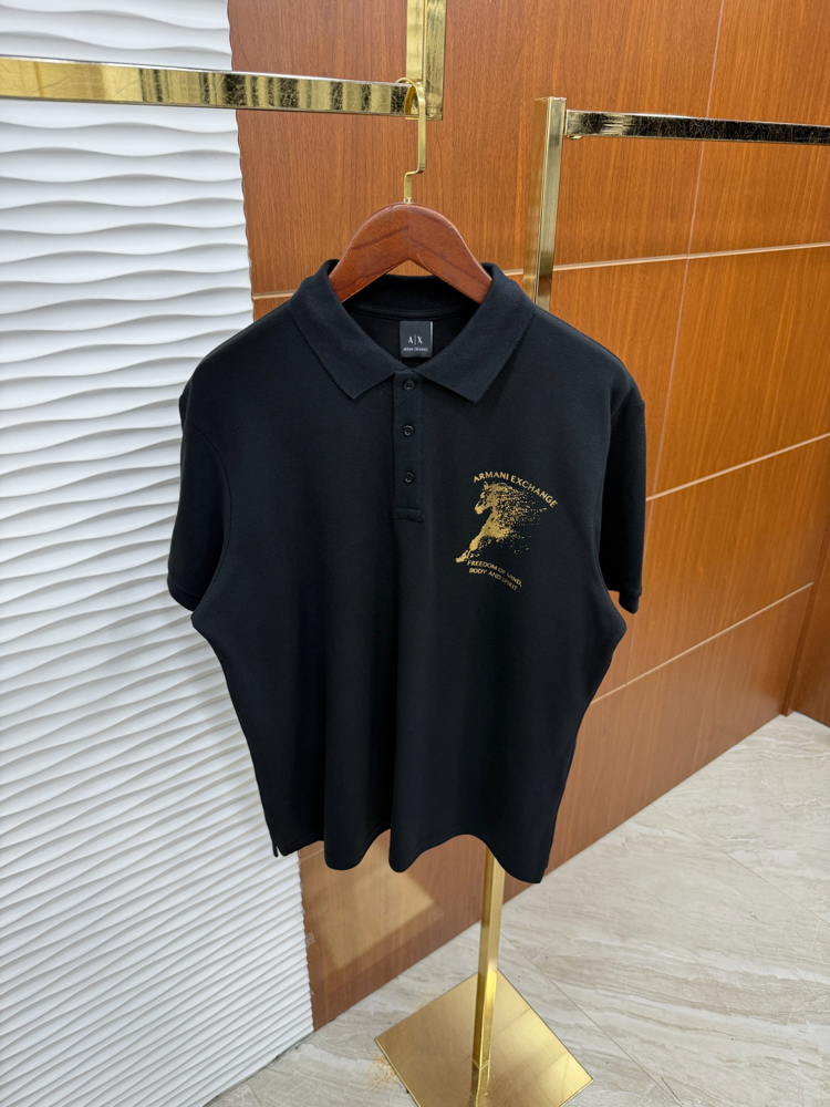 Armani Exchange Gold Logo İthal Siyah Tişört